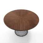Round Table in Metal and Veneered MDF - Lanthanum Viadurini