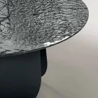 Round Table in Hammered Glass Back-Silvered Made in Italy - Almo Viadurini