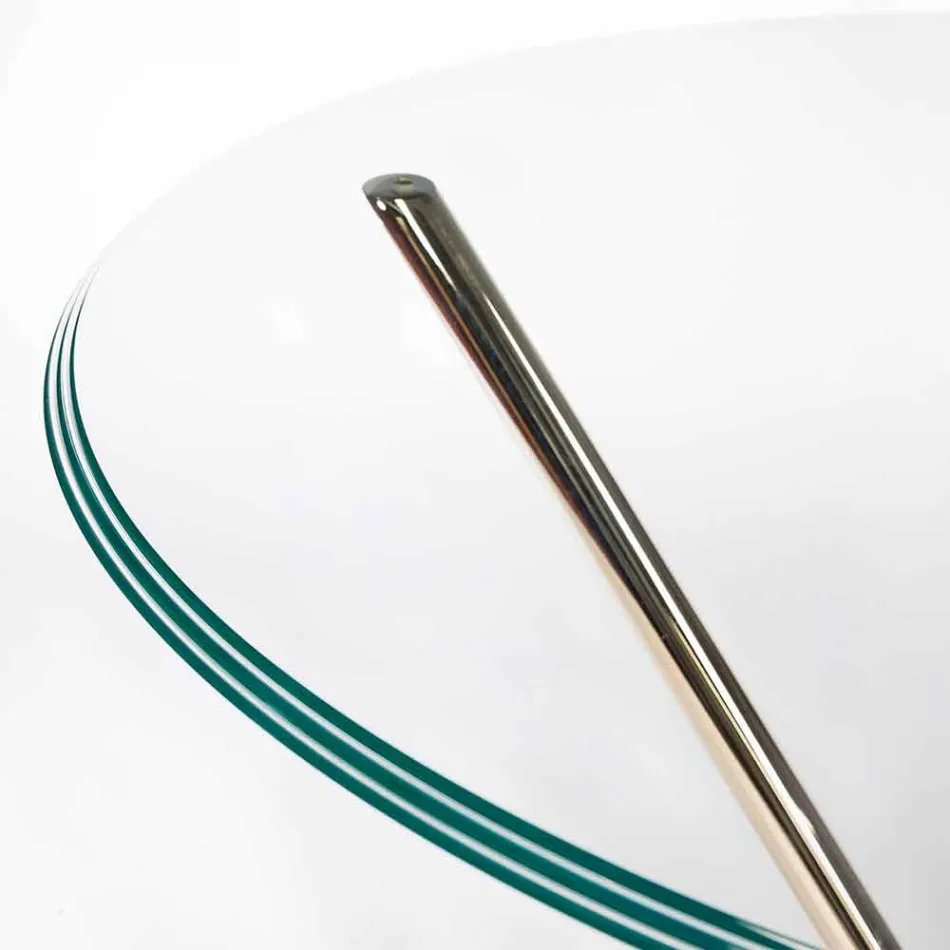 Modern round table with glass top and Adele marble base Viadurini