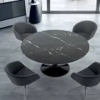Modern Round Table in Carrara Marble and Marquinia Made in Italy – Dollars Viadurini
