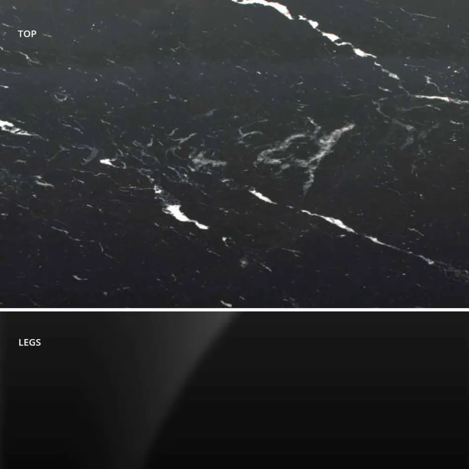 Modern Round Table in Carrara Marble and Marquinia Made in Italy – Dollars Viadurini