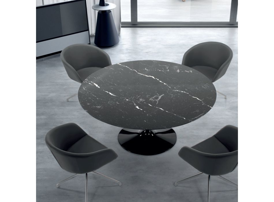 Modern Round Table in Marquinia Marble Made in Italy – Dollars Viadurini