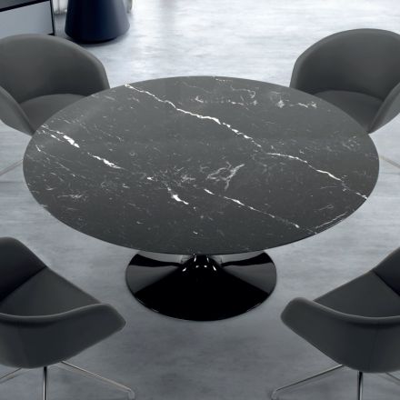 Modern Round Table in Marquinia Marble Made in Italy – Dollars Viadurini