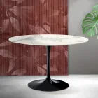 Saarinen Tulip Round Table H 74 cm in Florim Statuario Matte Ceramic - Scarlet Viadurini