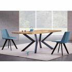 Modern Dining Room Table in Knotted Oak and Metal Made in Italy - Veruka Viadurini