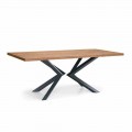 Modern Dining Room Table in Knotted Oak and Metal Made in Italy - Veruka
