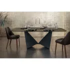 Dining Room Table Top in Matt Ceramic and Metal Legs - Monacco Viadurini