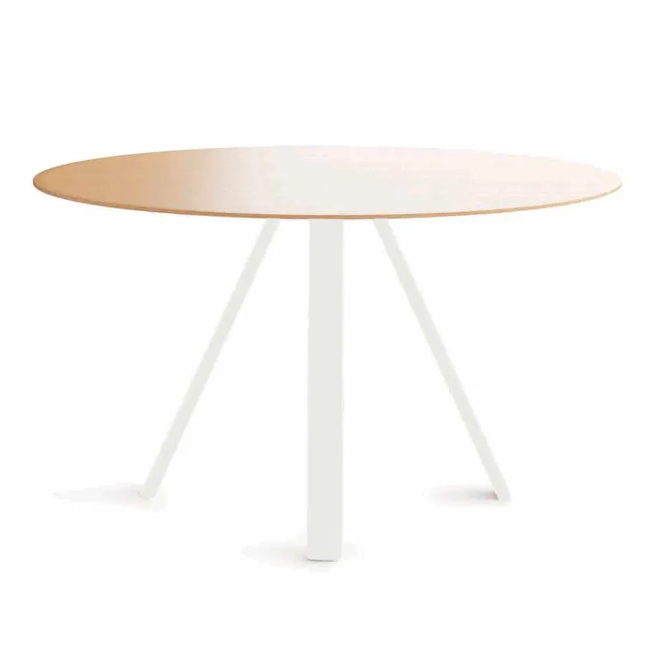 Round Dining Table in Metal and MDF Made in Italy - Cornelius Viadurini