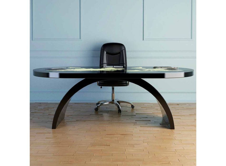 Modern desk table with glass top made in Italy, Pontida Viadurini
