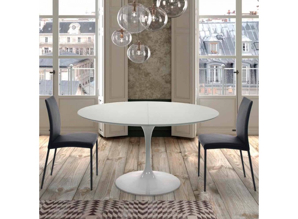Round table extendable up to 170 cm in laminate Made in Italy - Dollars Viadurini