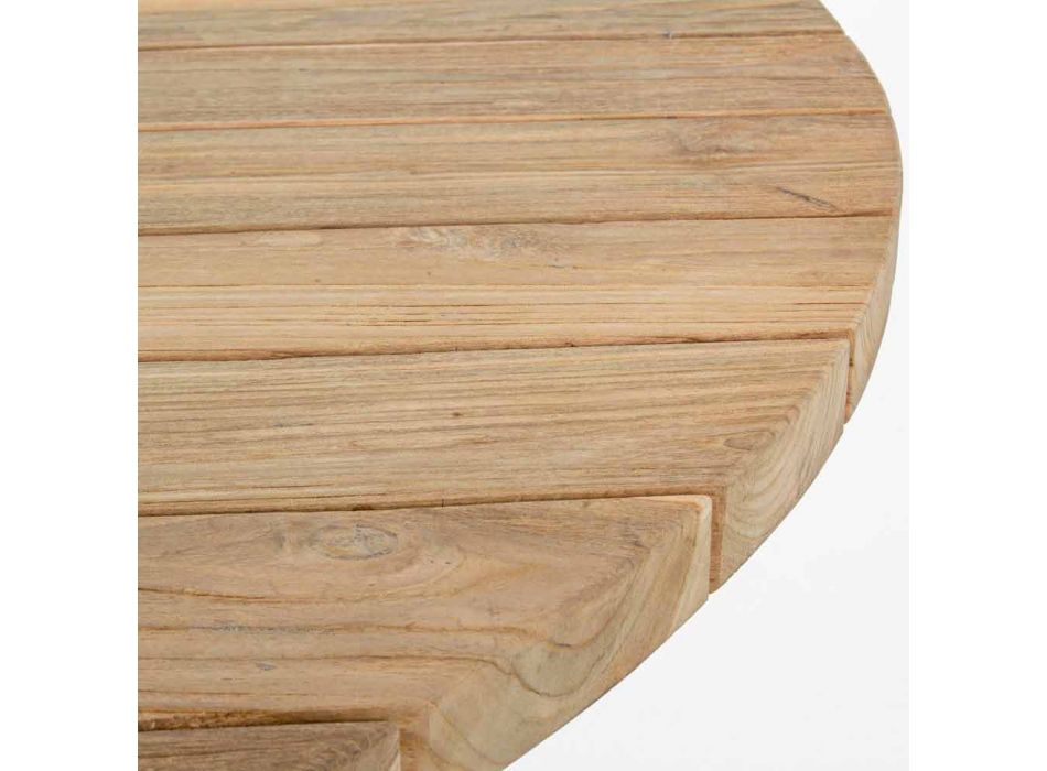 Round Outdoor Modern Table with Homemotion - Ruben Teak Wood Top Viadurini