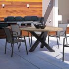 Round Outdoor Modern Table with Homemotion - Ruben Teak Wood Top Viadurini
