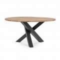 Round Outdoor Modern Table with Homemotion - Ruben Teak Wood Top