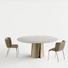 Round Dining Table with Ceramic Top, Made in Italy - Caleido Viadurini