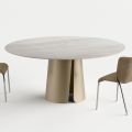 Round Dining Table with Ceramic Top, Made in Italy - Caleido