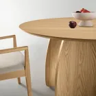 Round Six-Seater MDF Table in Three Colors with Curved Legs - Argo Viadurini