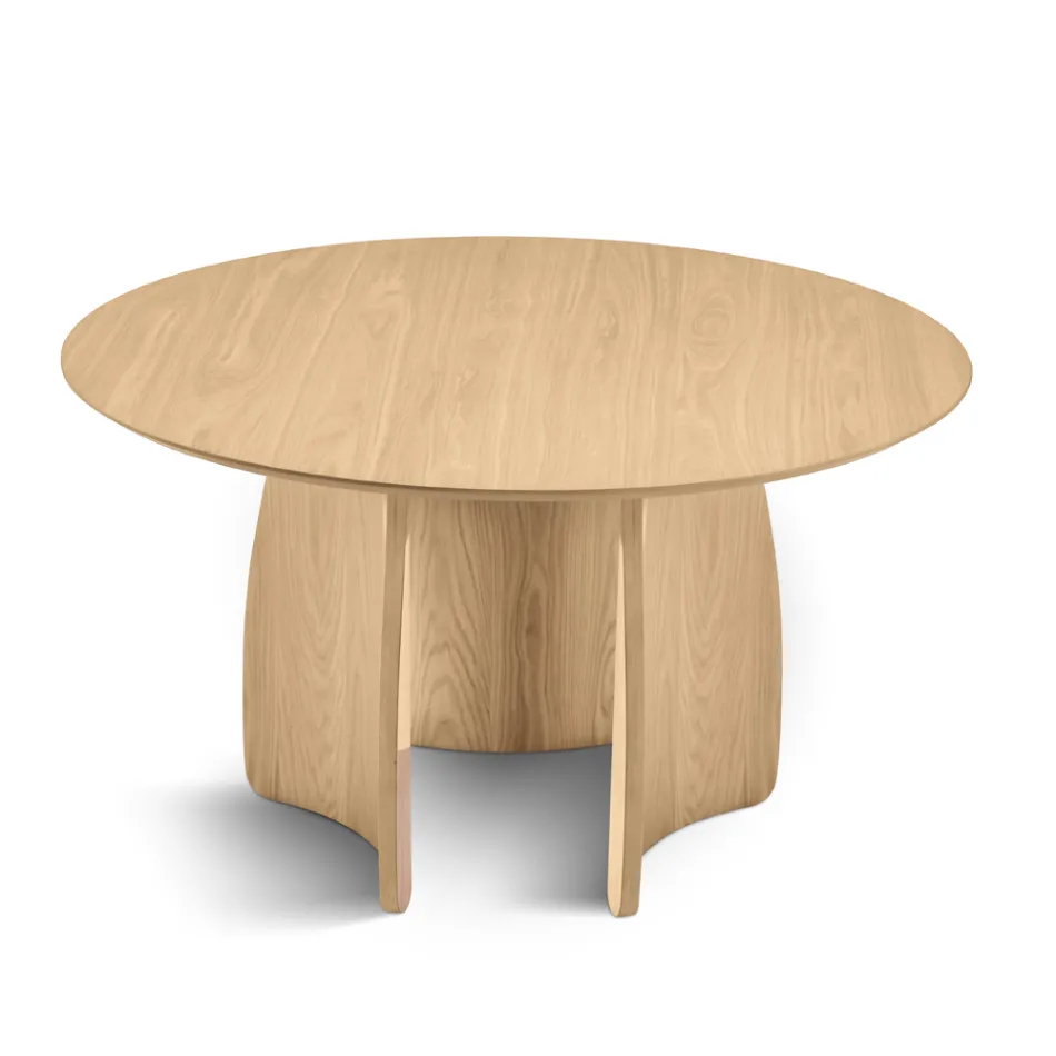 Round Six-Seater MDF Table in Three Colors with Curved Legs - Argo Viadurini