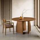 Round Six-Seater MDF Table in Three Colors with Curved Legs - Argo Viadurini