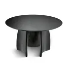 Round Six-Seater MDF Table in Three Colors with Curved Legs - Argo Viadurini