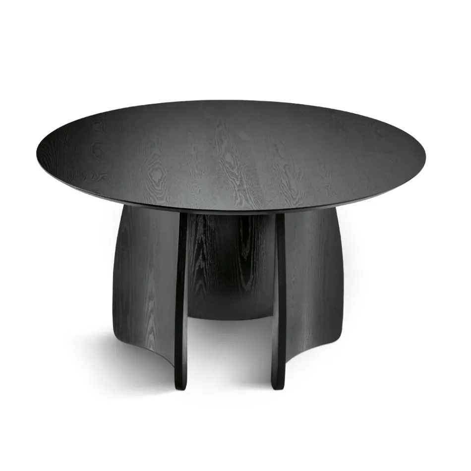 Round Six-Seater MDF Table in Three Colors with Curved Legs - Argo Viadurini