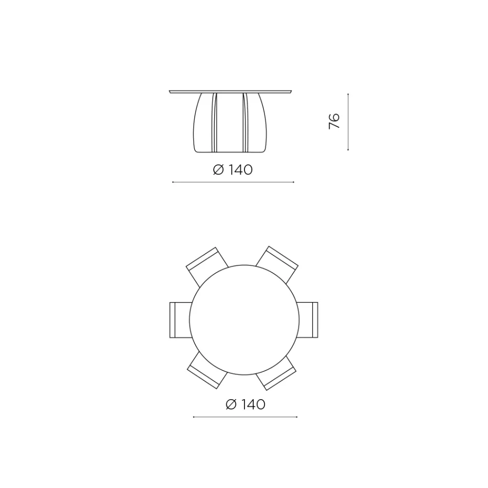 Round Six-Seater MDF Table in Three Colors with Curved Legs - Argo Viadurini