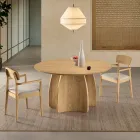 Round Six-Seater MDF Table in Three Colors with Curved Legs - Argo Viadurini