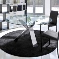 Round design table D 120 with crystal top made in Italy Cristal