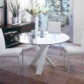 Round design table D130 crystal top made in Italy Cristal