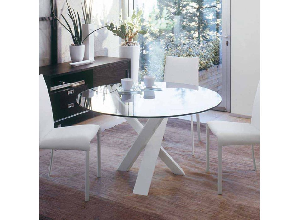 Round design table d.150 crystal top made in Italy Cristal Viadurini
