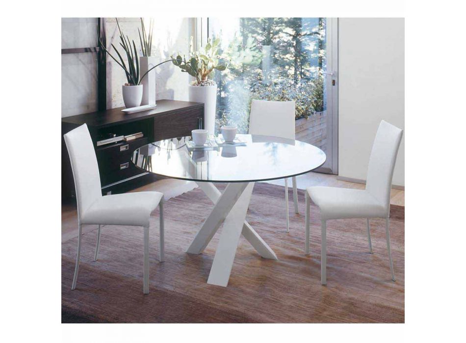 Round design table d.150 crystal top made in Italy Cristal Viadurini