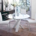 Round design table D 160 with crystal top made in Italy Cristal
