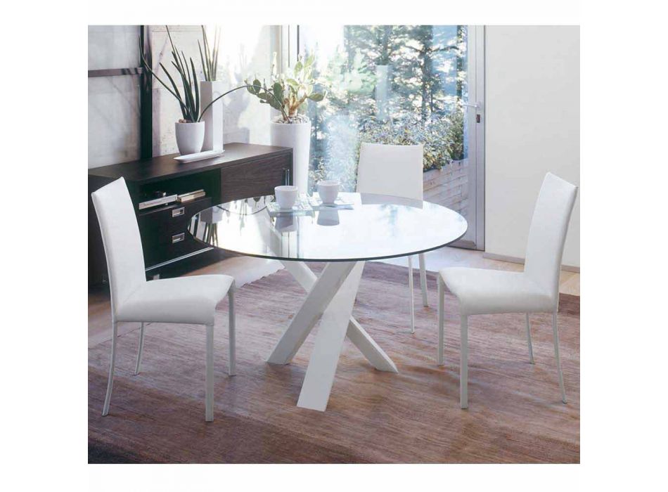 Round design table d.160 crystal top made in Italy Cristal Viadurini