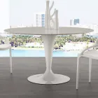 Round table diameter 120 cm with Rimini white Carrara marble top Viadurini