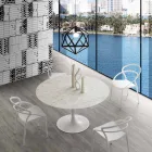 Round table diameter 120 cm with Rimini white Carrara marble top Viadurini