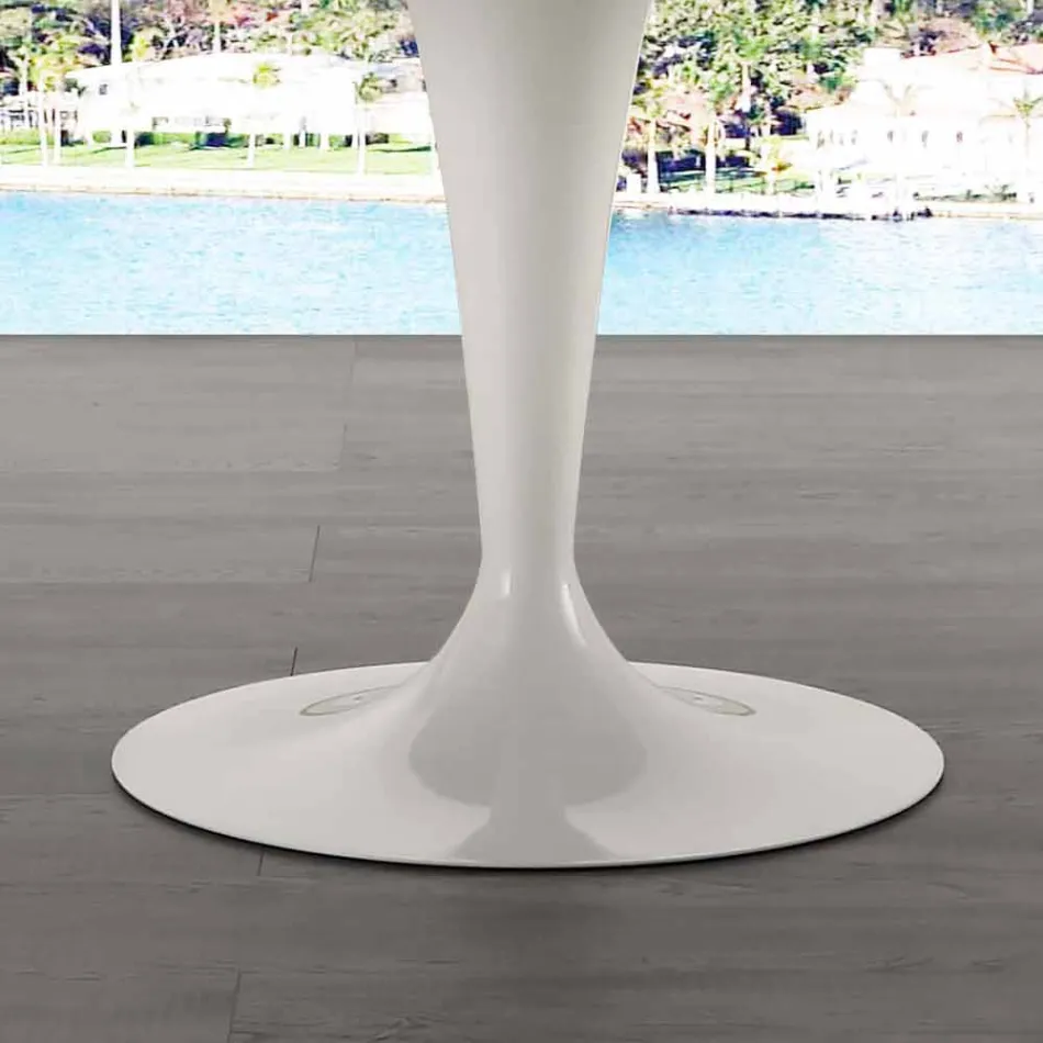 Round table diameter 120 cm with Rimini white Carrara marble top Viadurini