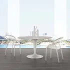 Round table diameter 120 cm with Rimini white Carrara marble top Viadurini