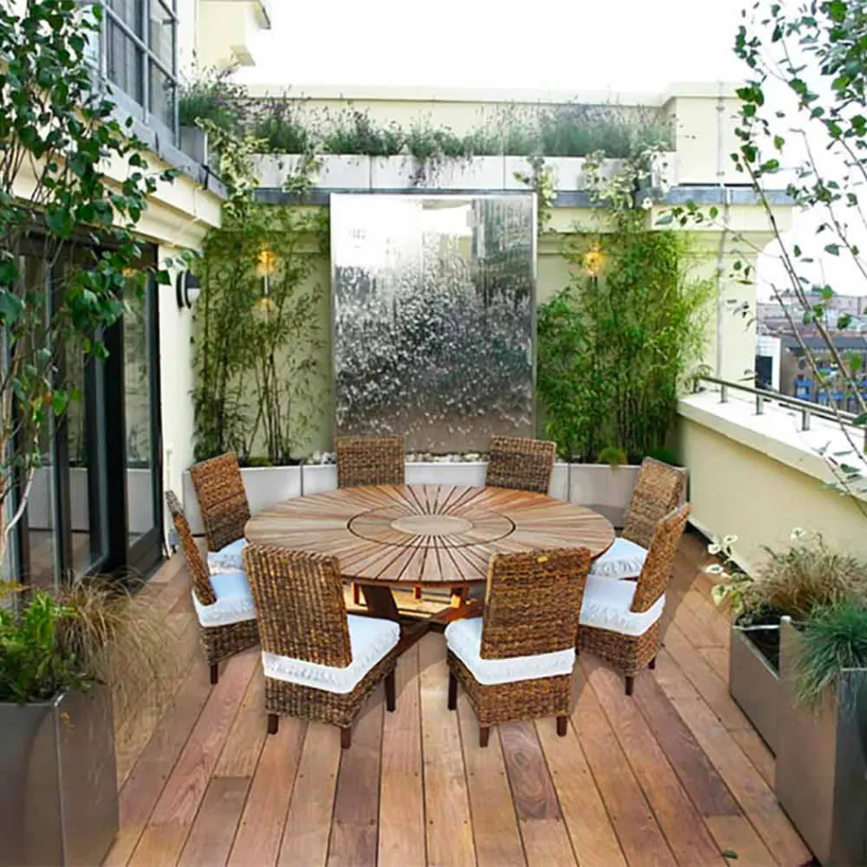 Round table in teak and solid wood Real Table Viadurini