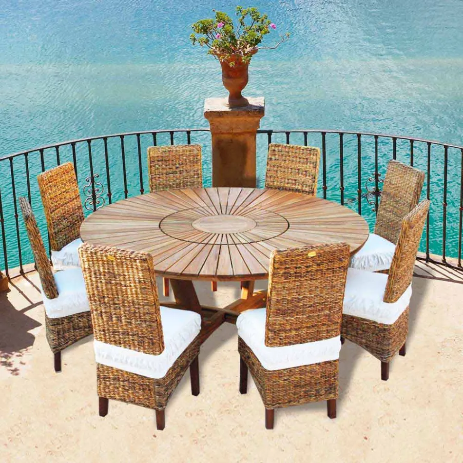 Round table in teak and solid wood Real Table Viadurini