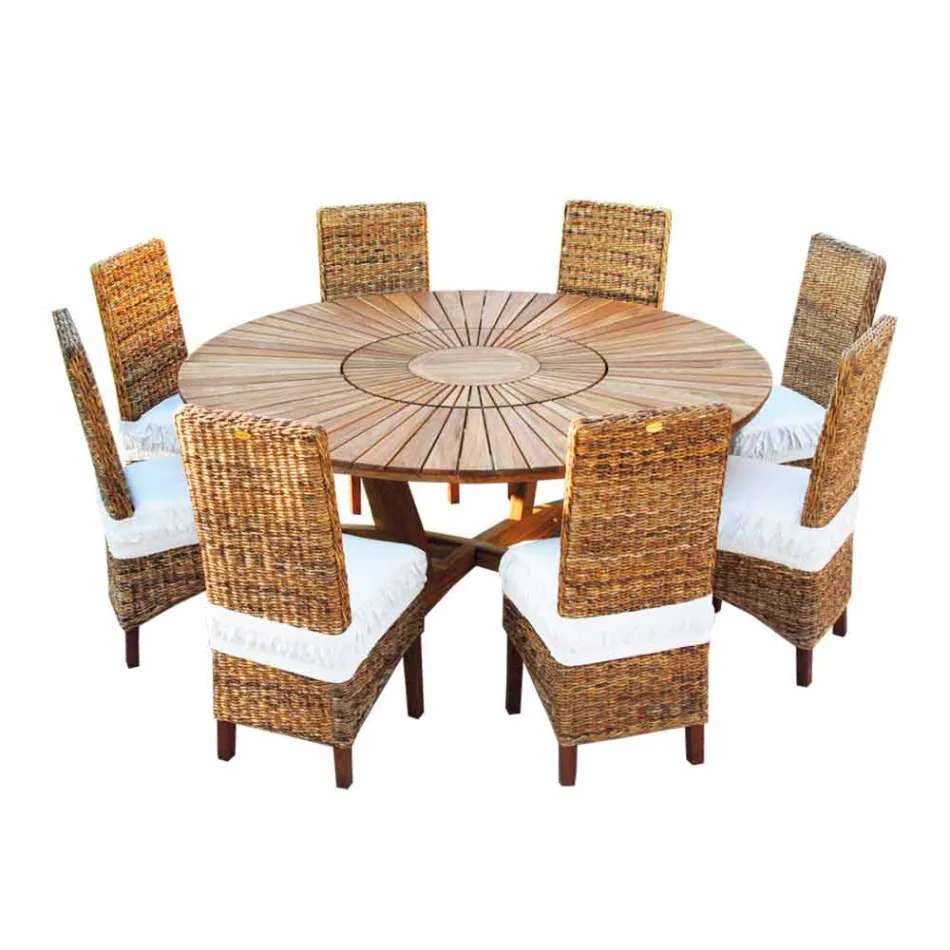 Round table in teak and solid wood Real Table Viadurini