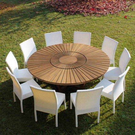 Round table in teak and solid wood Real Table Viadurini