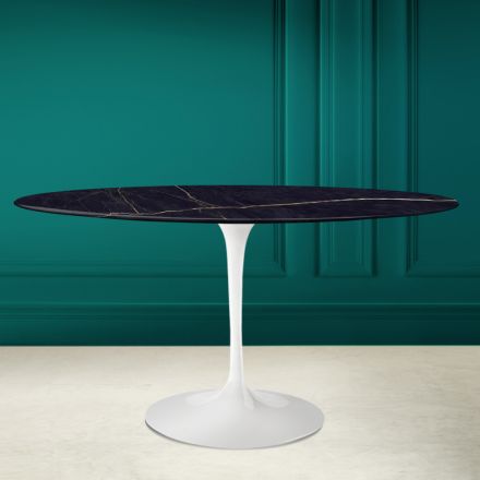 Tulip Table Eero Saarine H 73 Oval in Ceramic Noir Laurent Made in Italy - Scarlet Viadurini
