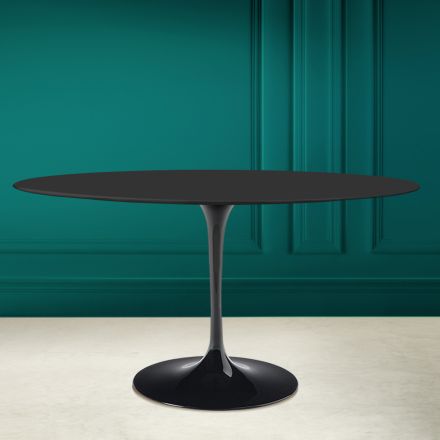 Tulip Table Eero Saarine H 73 Oval in Noir Soft Ceramic Made in Italy - Scarlet Viadurini
