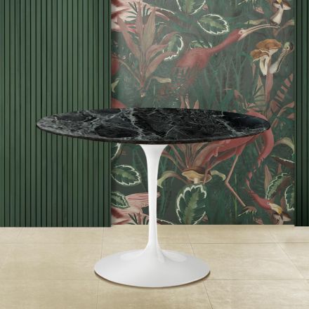 Tulip Table Eero Saarine H 73 Round in Green Alpi Marble Made in Italy - Scarlet Viadurini