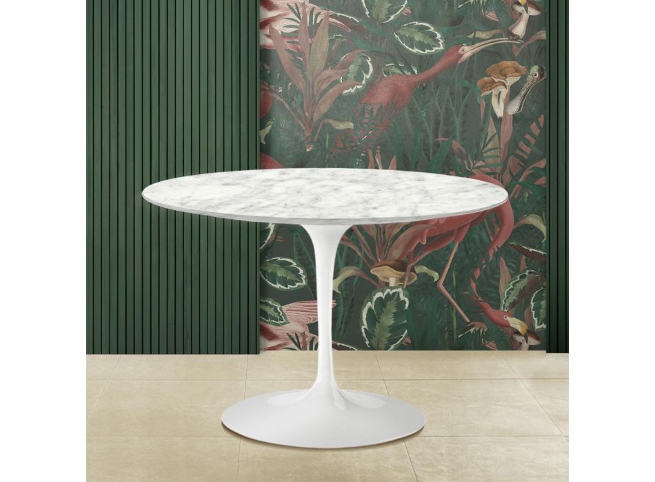 Tulip Table Eero Saarinen H 73 with Carrara Marble Top Made in Italy - Scarlet Viadurini