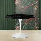 Eero Saarinen Tulip Table H 73 with Black Marquinia Marble Top Made in Italy - Scarlet Viadurini