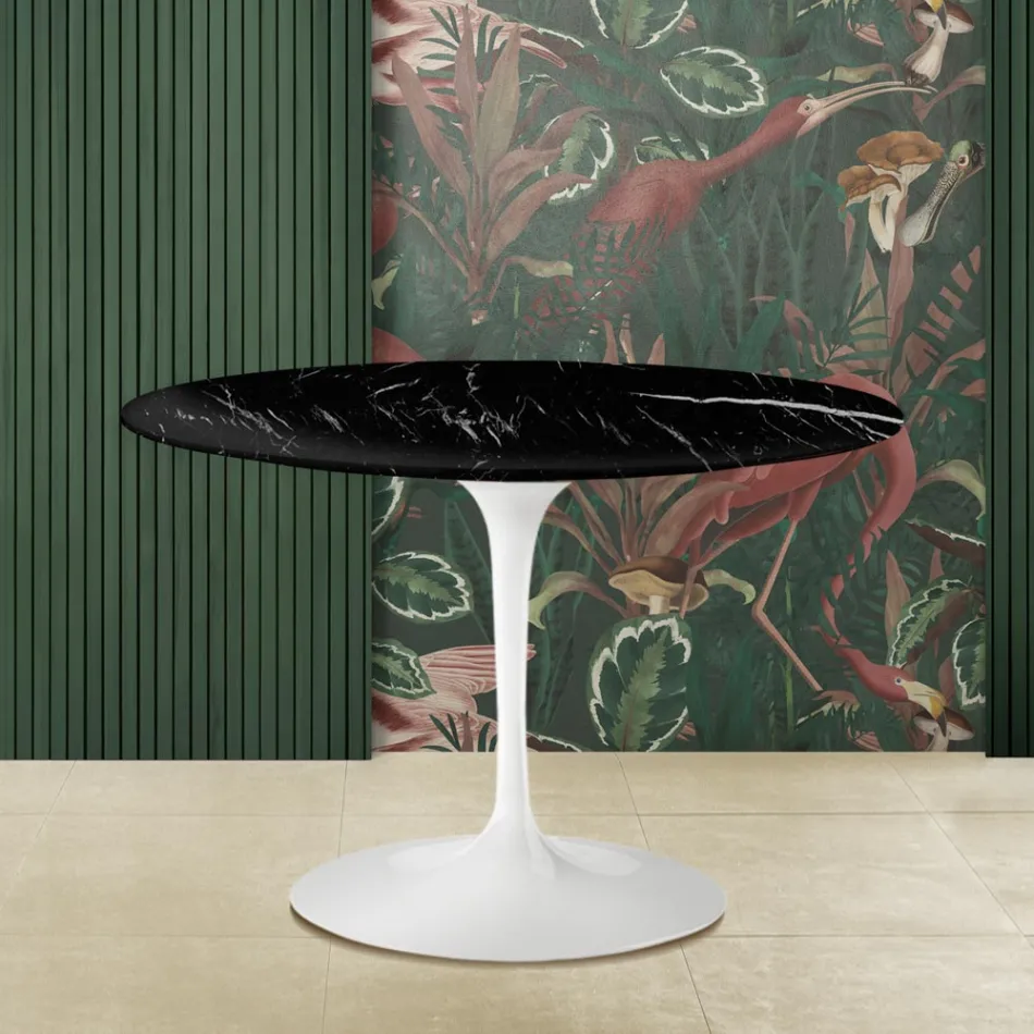 Eero Saarinen Tulip Table H 73 with Black Marquinia Marble Top Made in Italy - Scarlet Viadurini