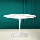 Tulip Table Eero Saarinen H 73 in Calacatta Michelangelo Made in Italy - Scarlet Viadurini
