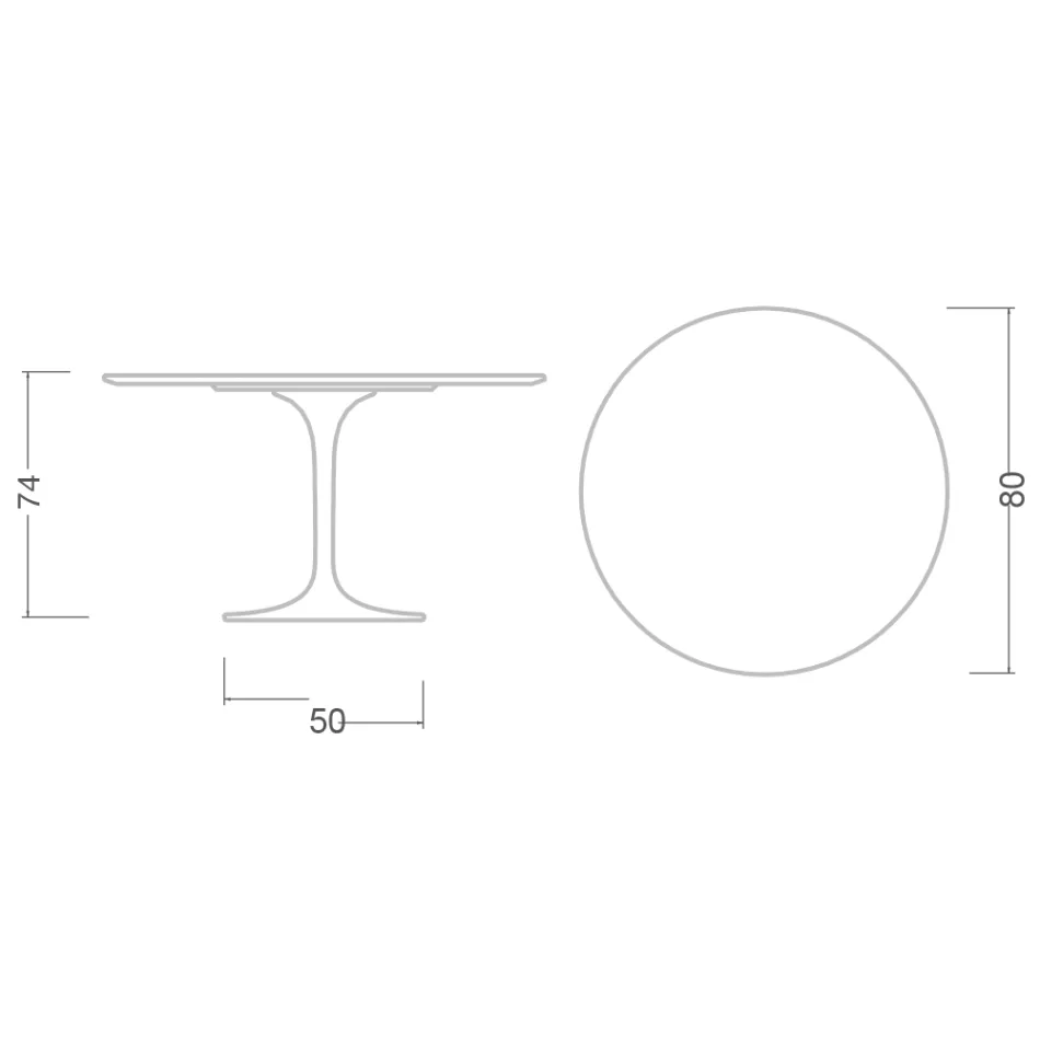 Tulip Table Eero Saarinen H 73 in Ceramic Entzo Made in Italy - Scarlet Viadurini