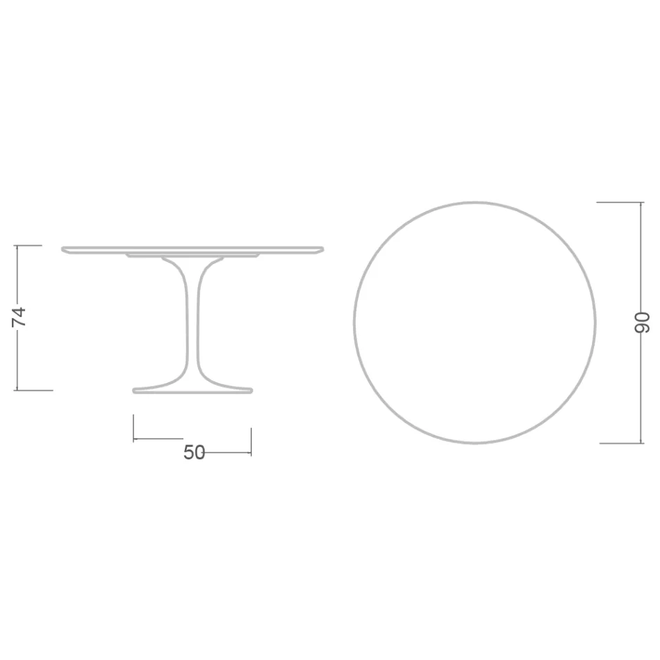 Tulip Table Eero Saarinen H 73 in Ceramic Entzo Made in Italy - Scarlet Viadurini