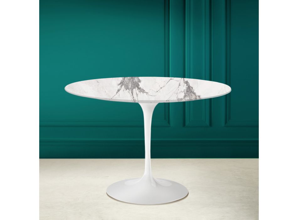 Tulip Table Eero Saarinen H 73 in Invisible Select Ceramic Made in Italy - Scarlet Viadurini